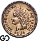 1884 Indian Head Cent Penny, Choice AU+
