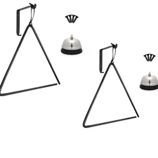 (2 Pack) Triangle Dinner Bell Cast Iron Cowboy Style Farmhouse Outdoor Bell 15"