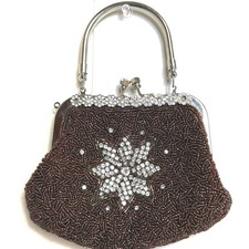 Beaded Evening Bag / Purse with Rhinestone Detailing