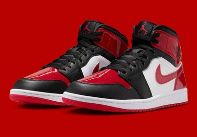 Nike Air Jordan 1 Mid SE Patent Bred Toe HV4091-006 Mens New | eBay