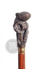 Vintage Octopus Inspired Head Handle Victorian Wooden Walking Stick Cane Gift