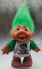 Vintage 1986 Thomas Dam Lucky Bingo Troll Doll Green Hair 5" Tall