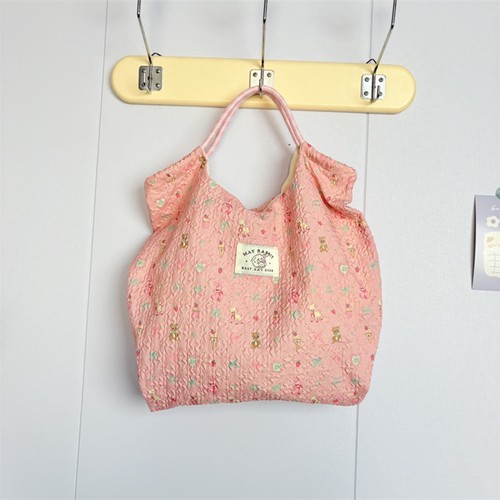 Sweet Drawstring Shopping Bag Flower Commuting Tote Bag Girls - Picture 15 of 16