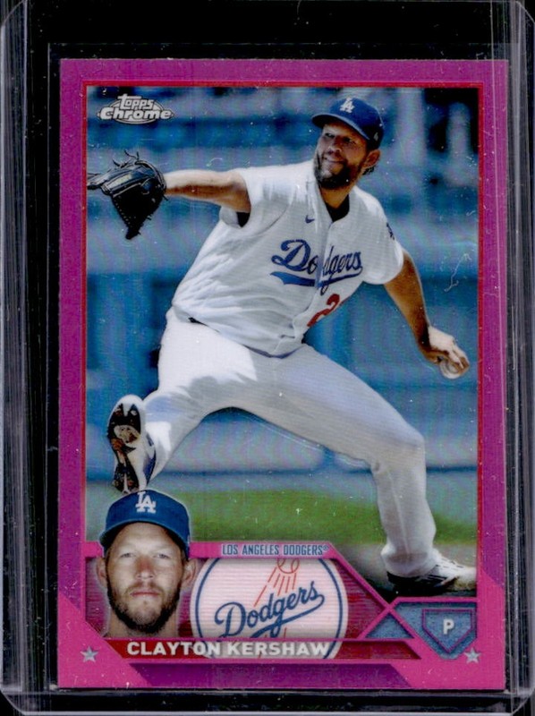 2023 Topps Chrome Clayton Kershaw Pink Refractor #77 Dodgers
