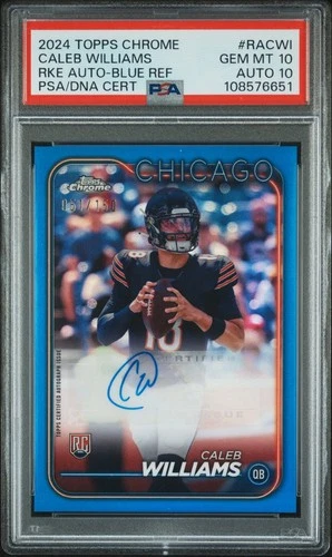 2024 Topps Chrome - Rookie Auto Caleb Williams Blue Refractor /150  PSA 10