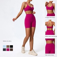 Women 2Pcs Yoga Set Sleeveless Sports Bra High Waist Leggings Gym Workout Set