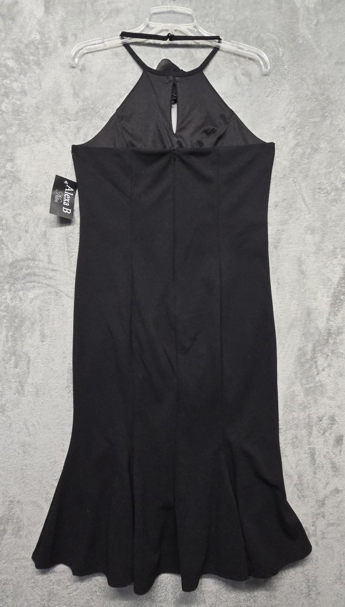 alexa b nites black dress Womens Size 14 Halter Beaded Sheath Midi Cocktail Mango Women's Flat Leather BRIDESMAID DRESS DRESS OPTIONS:Dress + Over Skirt Gorgeous Mermaid Style Dress