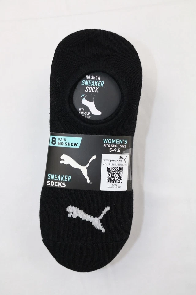 Calcetines deportivos PUMA No Show para mujer, negros/blancos/grises, talla de zapato 5-9,5, 8 pares Foto 4 de 4