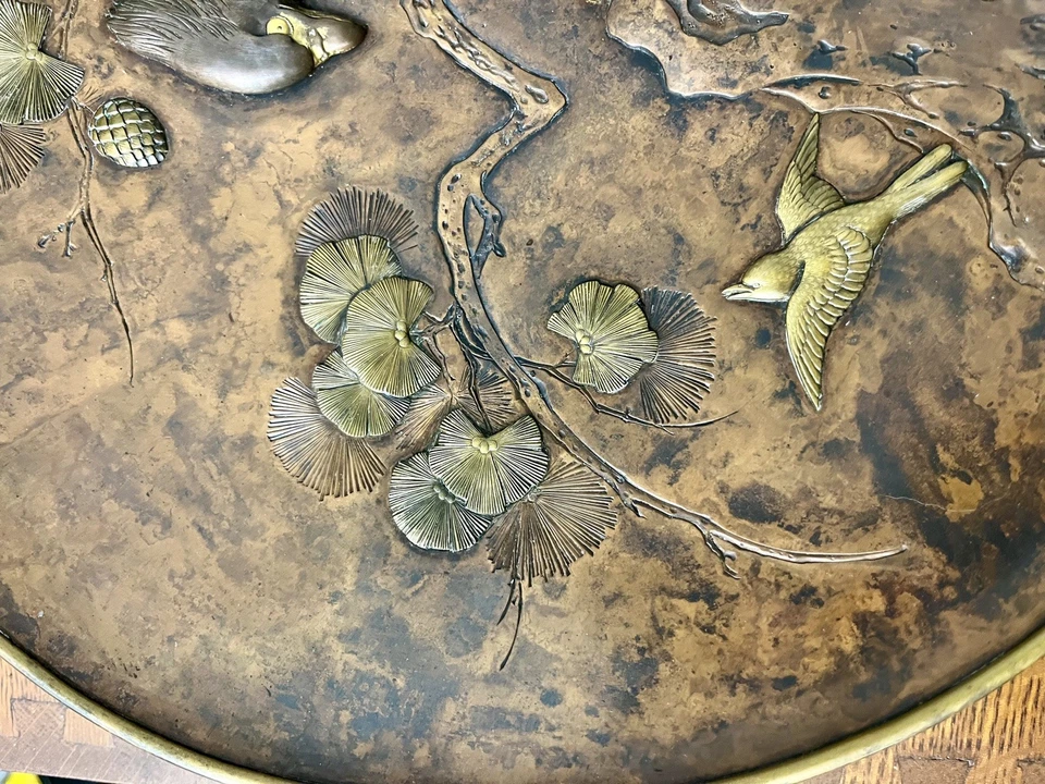 Antiguo Cargador Edo Hawk Ishiguro Masatsune Tsuba Tosogu Shakudo Shibuichi Placa Foto 4 de 4