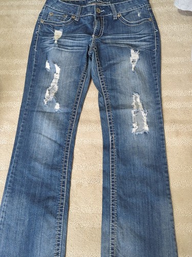 Red Camel Denim Jeans Größe 9 Schrittlänge 30" blau Used-Look Bootcut geknöpfte Taschen - Bild 6 von 20