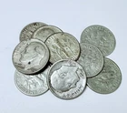 LOT OF  10 ROOSEVELT SILVER DIMES 90% SILVER ALL 1950's #6372