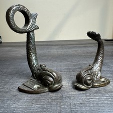 Vtg Dornbracht Sherle Wagner Style Brass Dolphin Koi Fish Wall Hook