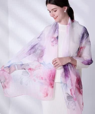 100% Silk Scarf Women neckerchief Shawl Wrap floral purple pink red MY188-17
