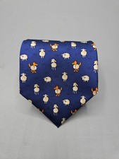 Vintage Brooks Brothers 346 Blue With White Sheep Silk Tie USA