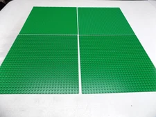 Lego 4 pc Dark Green Base Plate Lot 3811 {WASHED}