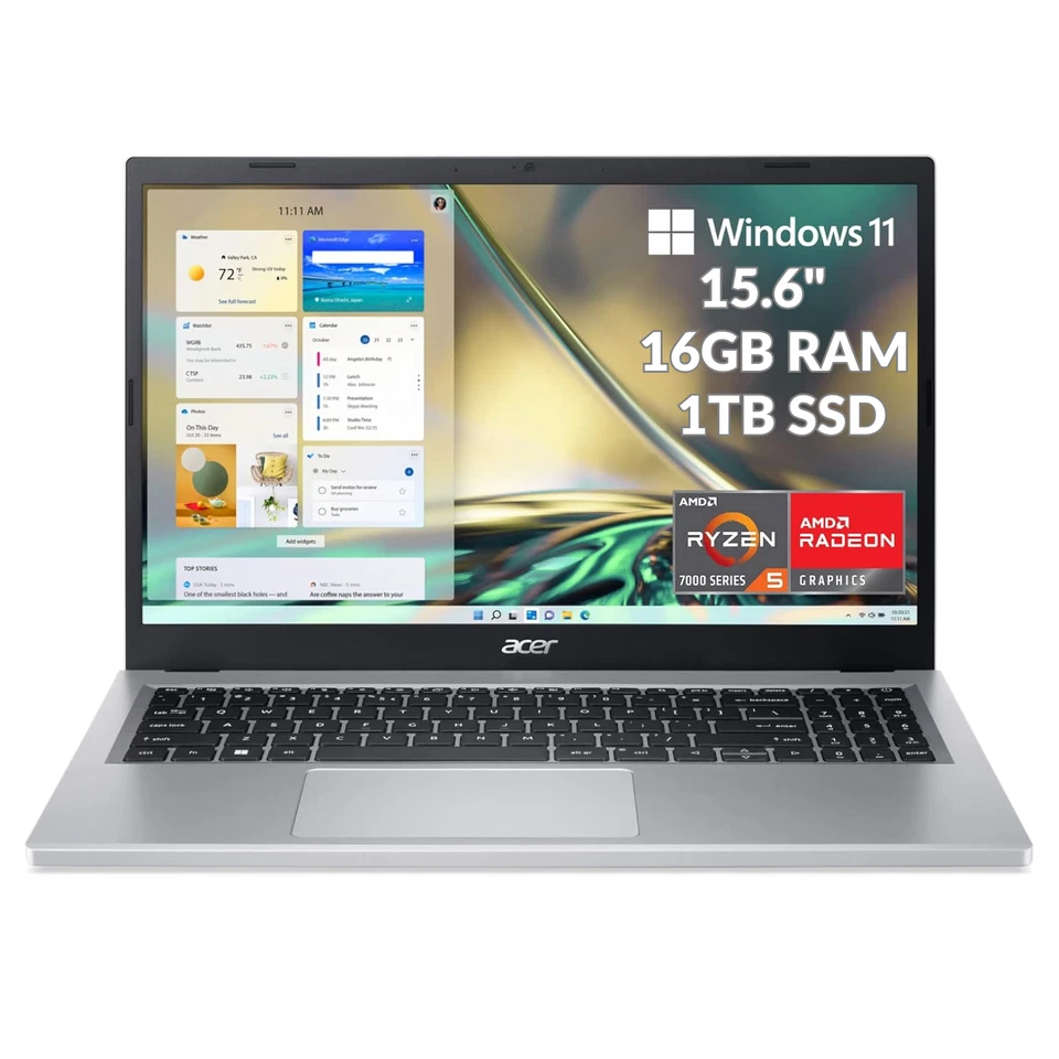 Acer Aspire 3-15.6" Laptop AMD Ryzen 5 7520 2.8GHz 16GB RAM 1TB SSD Refurbished