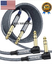2 Pack 1/4" TRS Instrument Cable 10FT Right Angle Audio Cord for Guitar Amp