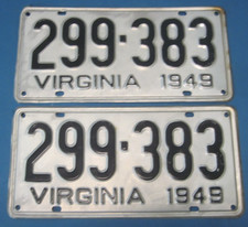 1949 Virginia License Plates never used mint DMV clear for registration