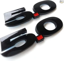 2 pieces(pair) 5.0 Liter Door Fender Side Emblem Badge Plate - Glossy black