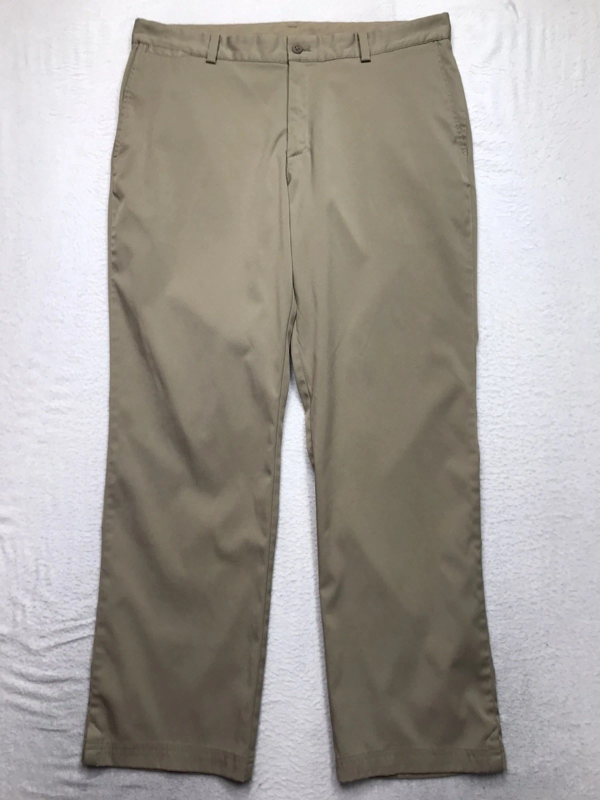 NIKE Golf Tech Pant Men 36x30 Khaki Dri Fit Flat Front Performance Stretch Chino