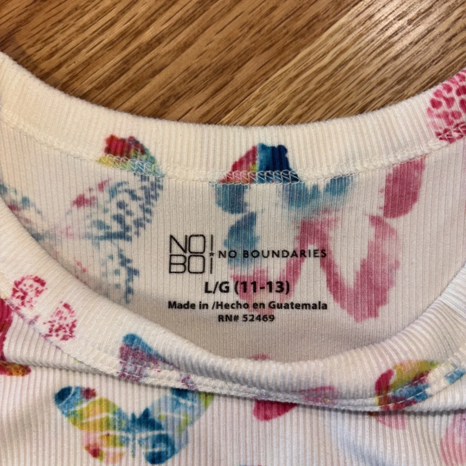 Top de manga larga tejido acanalado mariposa blanco No Boundaries L Foto 3 de 4