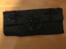 Vintage Mid Century Bon Soir Black Italian Beaded Evening Bag Clutch Purse Japan