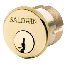 Baldwin 8322 003  Mortise Single Cylinder C Keyway 1 1/8" in PVD Polished Brass