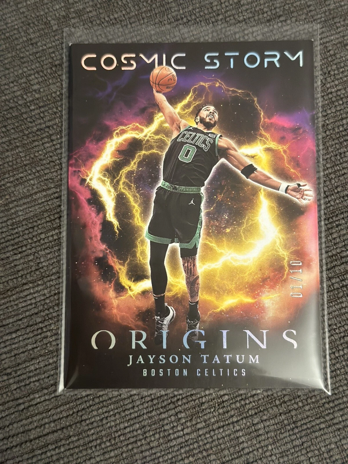 2023-24 Panini Origins Jayson Tatum Cosmic Storm SP Gold /10 Card #9