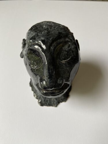 Contemporary Black Ceramic Sculpture Of A Man Black Glazed Modern Bust Art - Picture 8 of 12