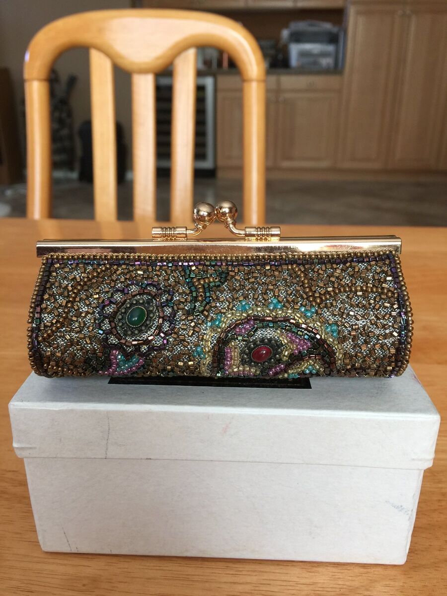 Vintage Japan Made Lumy Brand Mini Beaded Clutch Bag with Vintage Japan Made Lumy Brand Mini Beaded Clutch Bag with