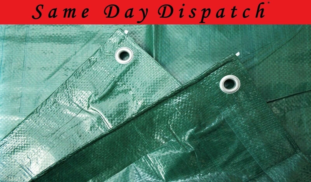 Green Mesh Tarpaulin With Eyelets + 6 Free Bungees - Waterproof Cover For Outdoor Use