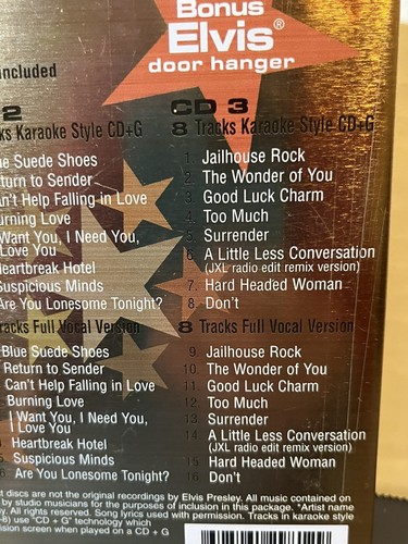 Elvis Karaoke 3 Cd Collector S Edition W Bonus Lyric Book Door Hanger More Ebay