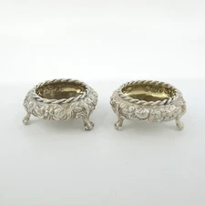 c1894-1904 BALTIMORE STERLING SILVER CO Pair Open Salts 925/1000 Roses Stieff