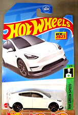 2023 Hot Wheels 37 HW Green Speed 1/10 TESLA MODEL Y White w/Black 10 Spokes