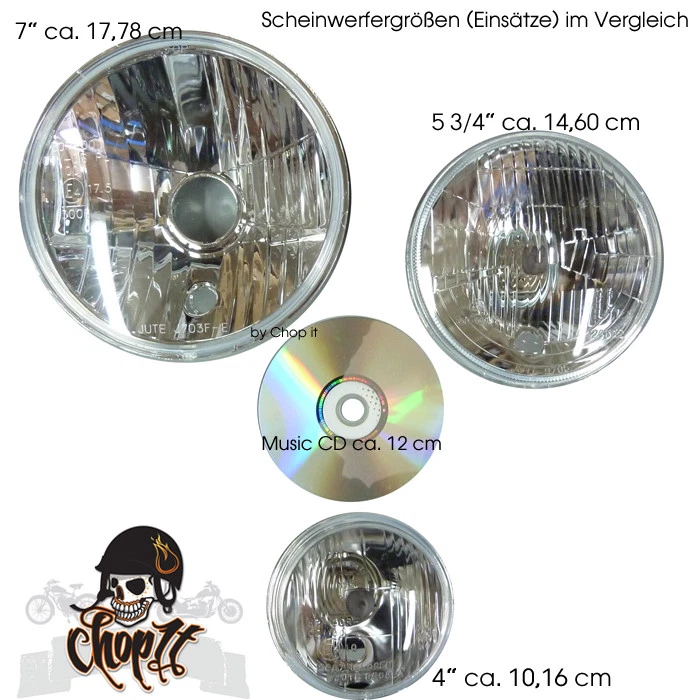 Motorrad Scheinwerfer chrom Grooved mit Visor Hauptscheinwerfer Halterung unten - Bild 3 von 3