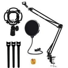 New Desk Mount Holder 32" Microphone Scissor Arm Set Mic Stand Suspension Boom