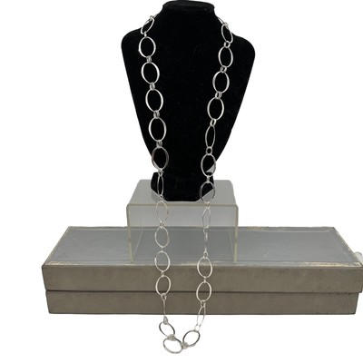 Große ovale Statement Kette RLM Studio .925 Sterling Silber China 36 Zoll