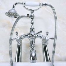Polished Chrome Bathroom Clawfoot Tub Faucet W/ Hand Shower Sprayer Zna123