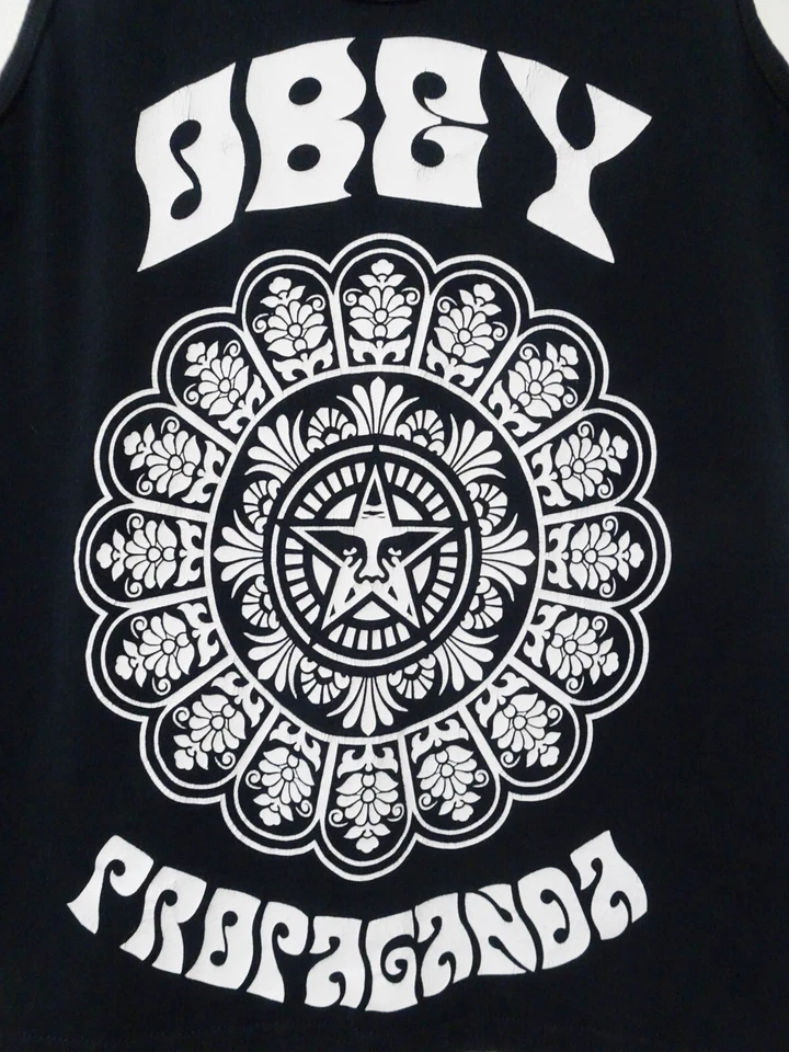 Camiseta sin mangas S De colección Para hombres Obey Propaganda Blanca Mandala Hecha en EE. UU. Skate Punk Negra Foto 2 de 4