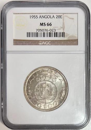 1955 Angola 20 Escudos NGC MS66 Silver Coin 20E