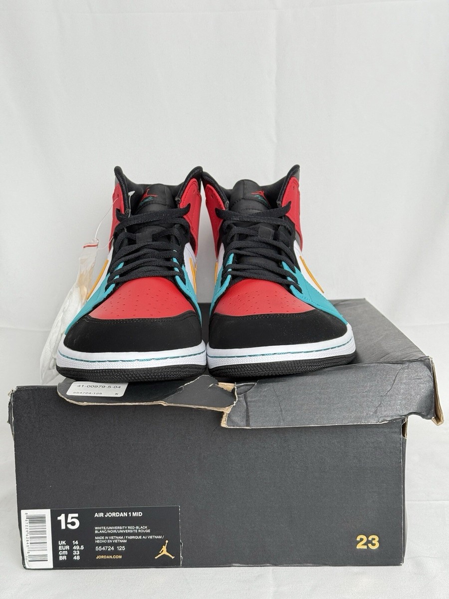 NIKE AIR JORDAN MID WHITE-UNIVERSITY RED-BLACK SIZE 15 554724