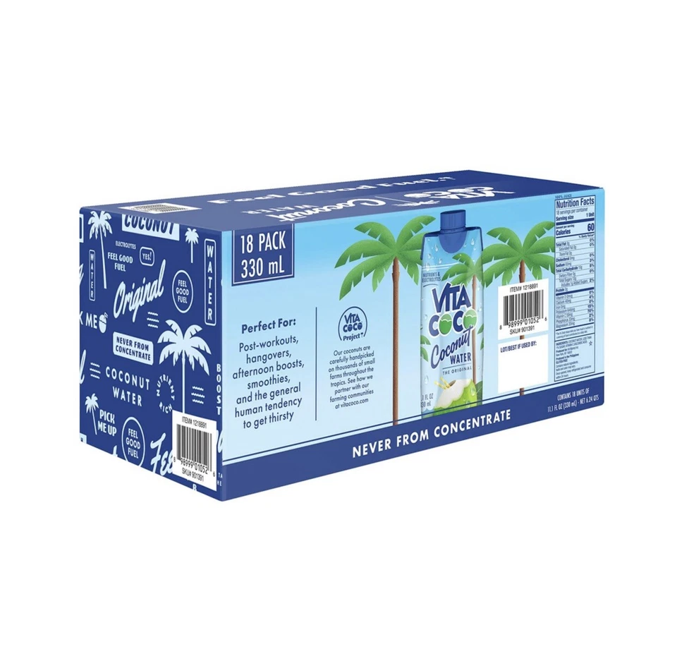 Vita Coco Coconut Water (11.1 fl. oz., 18 pk.)~Kosher/Gluten Free/Soy Free/Vegan - Image 3 of 4