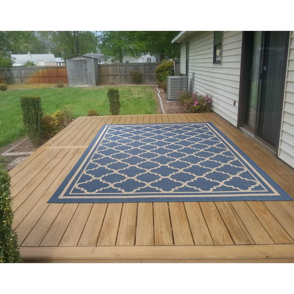 Jardin Collection Moroccan Trellis Design Natural Blue 5 ft. x 7 ft. - Image 3 of 4