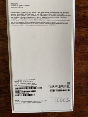 BOX ONLY Apple iPhone 13 Original Box, MIDNIGHT , 128GB, BOX ONLY
