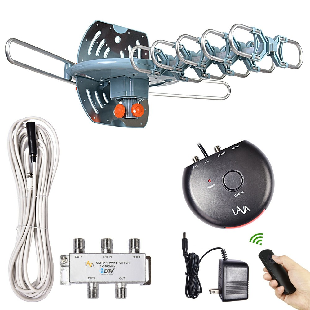 LAVA HD-2605 Elite Outdoor TV Antenna with Remote Control and 360-Degree Rotation