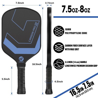 Oxiken Pickleball-Paddel – USAPA-genehmigt, T700 Carbon, 235 G, 14 Cm Griff Für Spin & Kontrolle