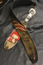 Leather guitar strap custom tooled hand made "The Patriot" new made in USA cus
