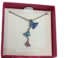 Trio Butterfly Necklace Silver/Multi Jewelry Necklace