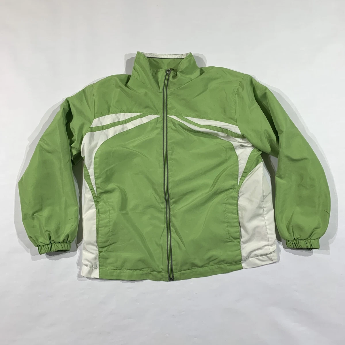 VTG East West Jacket Womens Medium Green Windbreaker Full Zip Mesh