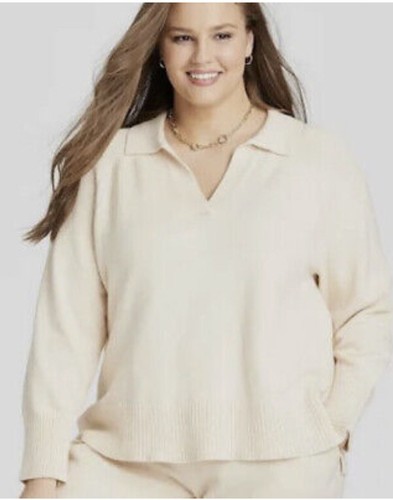 Split Neck collared Pullover Sweater 